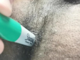 Asian guy twerks with Sharpie and big cock