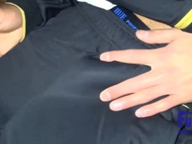 Gay amateur Japanese star gets it hard in the ass in a public park at night.