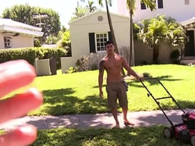 Straight Asian stud Vance cuts the grass and then gets a hot blowjob from two lucky bus riders.