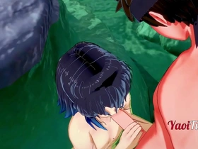 Kiba and Inosuke in a hot gay scene in an onsen in Yaoi Hentai