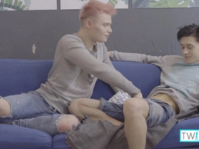 Logan and Oliver in hardcore twinks scene with rough anal sex and a facial finish.