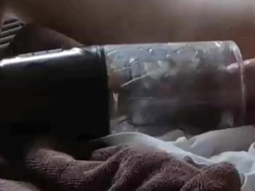 Skinny blond gets cum inside his ass with sex toys