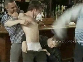 A bizarre scene of a gay teen getting into trouble with a bartender.