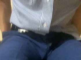 After coming home from work I like to pleasure myself while playing with my nipples in a suit