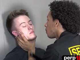 Gay uniforms and rough sex in an interracial encounter