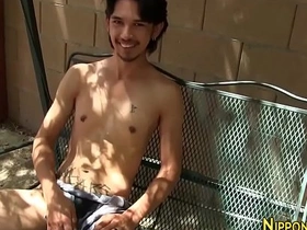 Japanese stud pleasures himself for your viewing pleasure