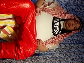 Japanese cock gets covered in cum in Muslim-themed video