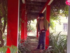 Asian teen's public display of horniness in China Town garden