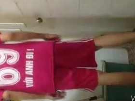 Gay Vietnamese teen masturbates in public