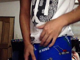 Young Asian jock shows off his muscular body while masturbating